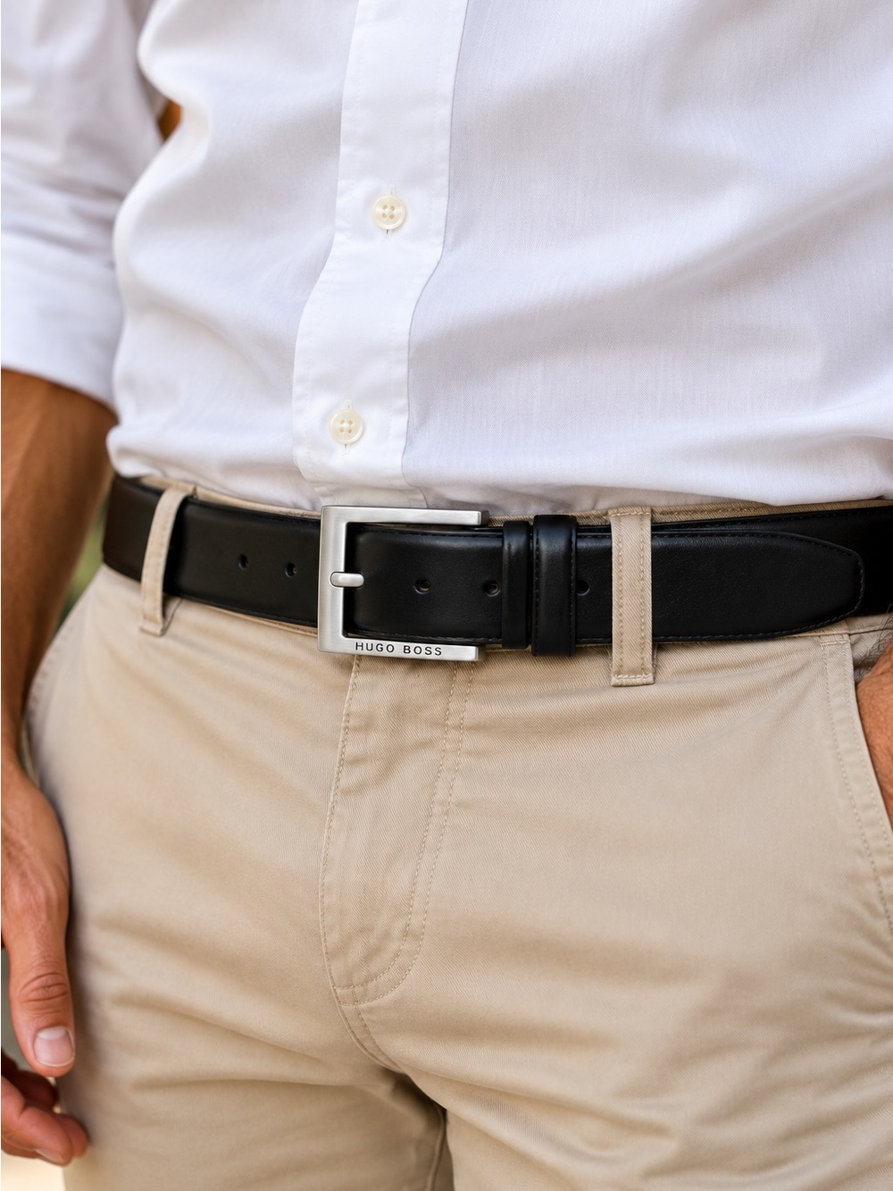 Hugo Boss ALMOS Black Leather Belt Men’s size 36